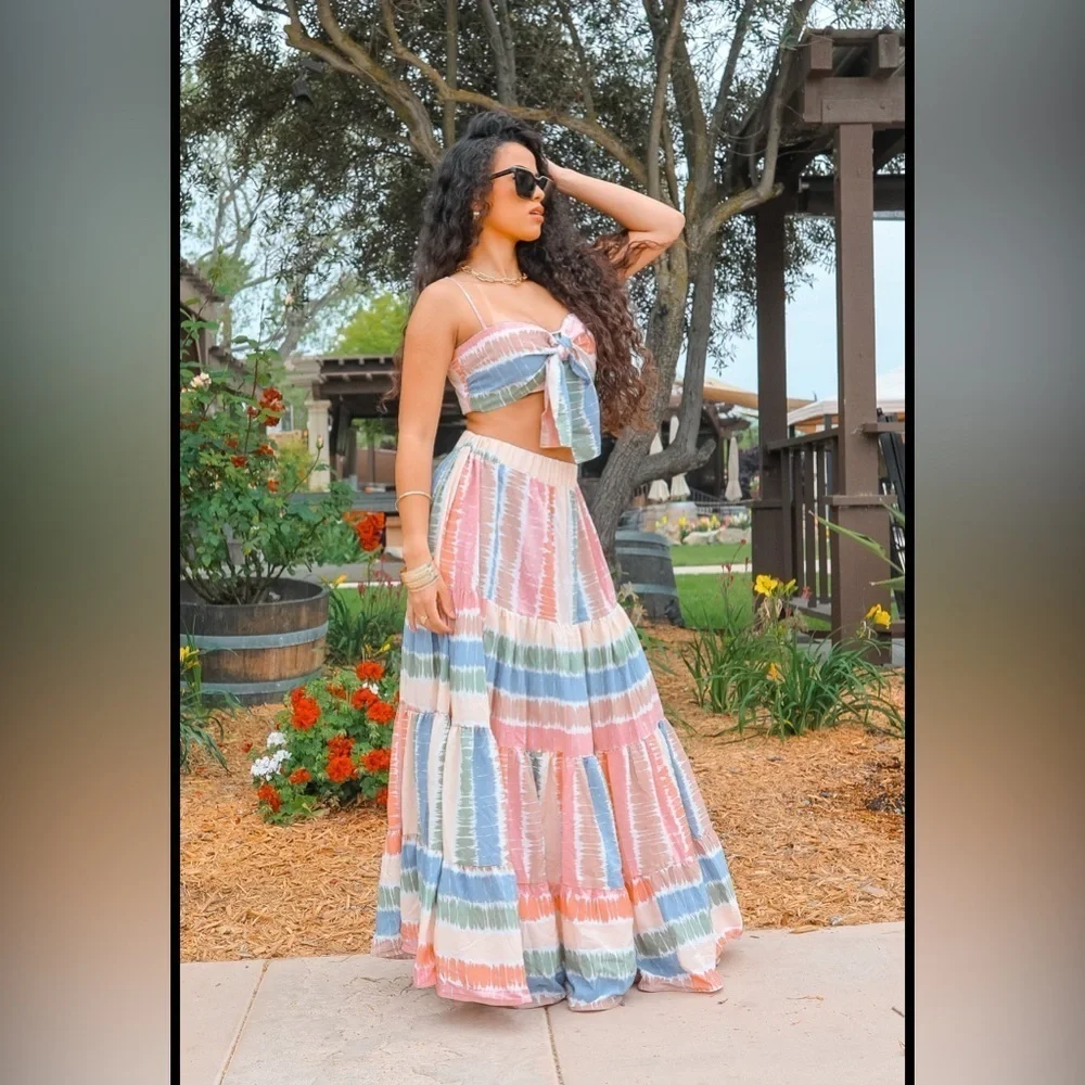 Colorful Striped Two-Piece Set - Picture 7 of 7